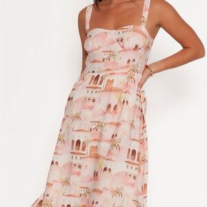Petal & Pup Tan and Cream Maxi Dress